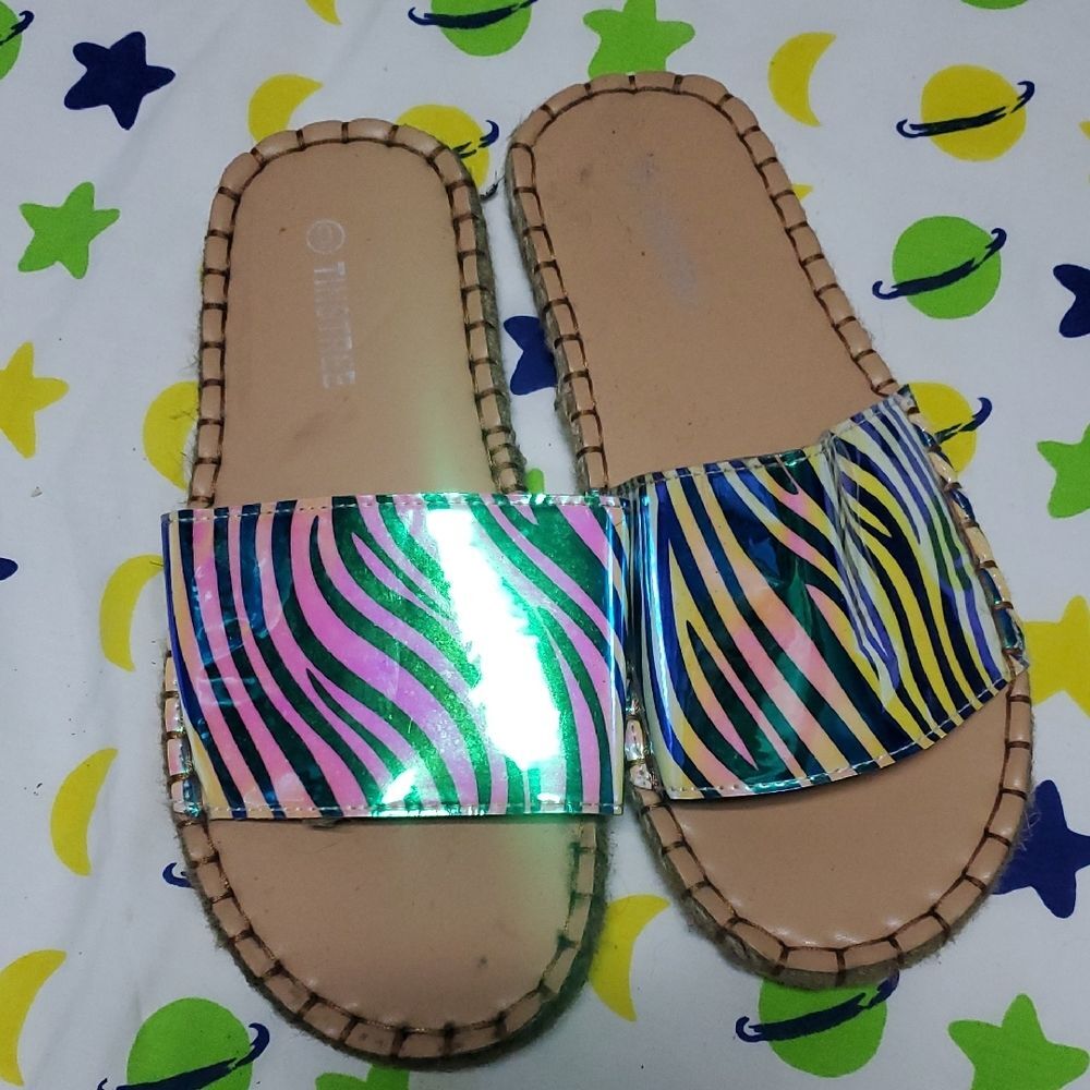 Tinstree Colorful Zebra Print Women's Sandals Size 9